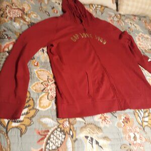 Womens GAP LOVE 1969 Logo Front Zipper Hooded Sweatshirt Hoodie Berry XXL